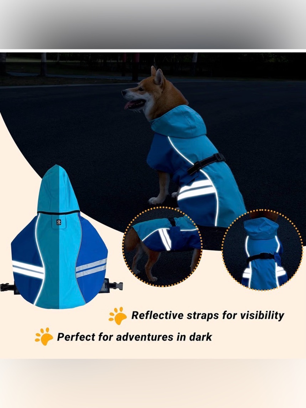 Dog Waterproof Raincoat with Reflective Strap, Hoodie, Full BodyCoverage 2XL